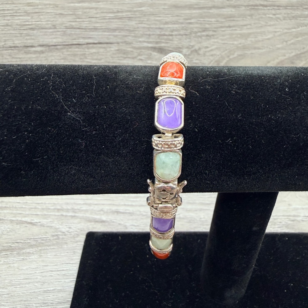 Colorful Gemstone Bracelet Set in Sterling Silver